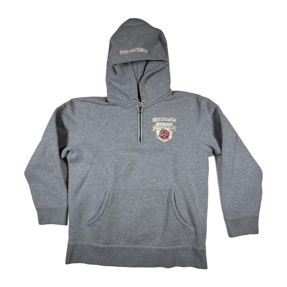 Abercrombie Fitch Gray Quarter Zip Hoodie Division Champions Soccer‎ Graphic XL